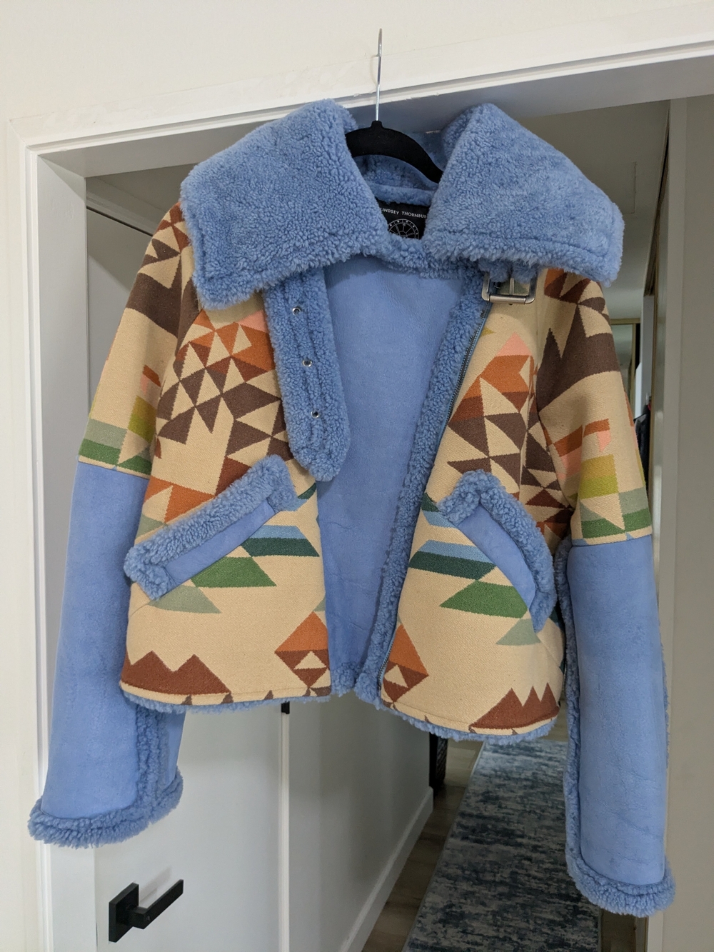 Lindsey Thornburg Opal Springs Aviator Jacket w Shearling Trim